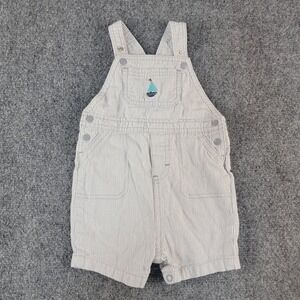 Just One You by Carters Baby Boys Grey Seersucker Sailboat Overalls Shortalls 9M